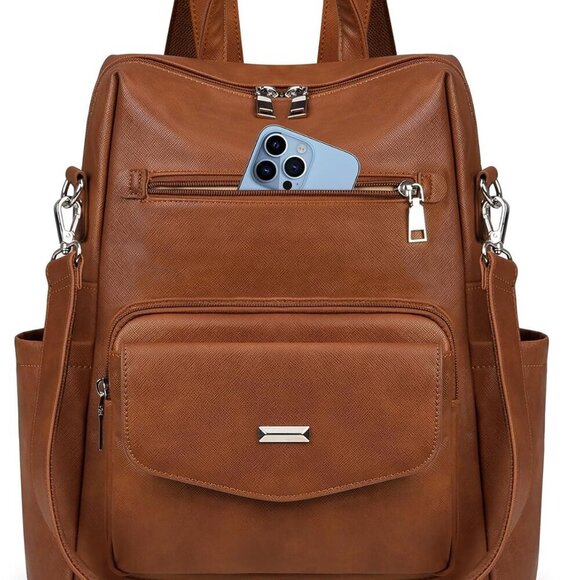 Convertible Women’s Backpack Purse PU Leather Waterproof Multi-Compartment Styli main image 4
